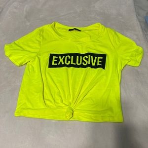 Papaya neon yellow tee shirt size small knot can be undone in front